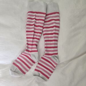 Pink and White Striped Knee-High Compression Socks S/M